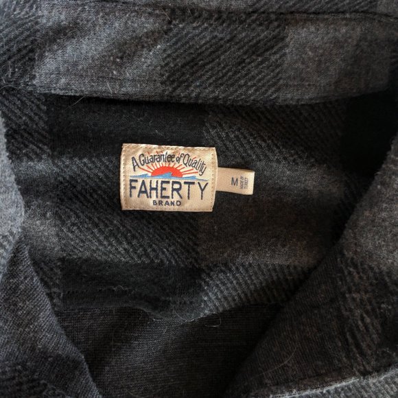 Faherty Legend Black and Gray Plaid Casual Button Down Shirt - Picture 2 of 3